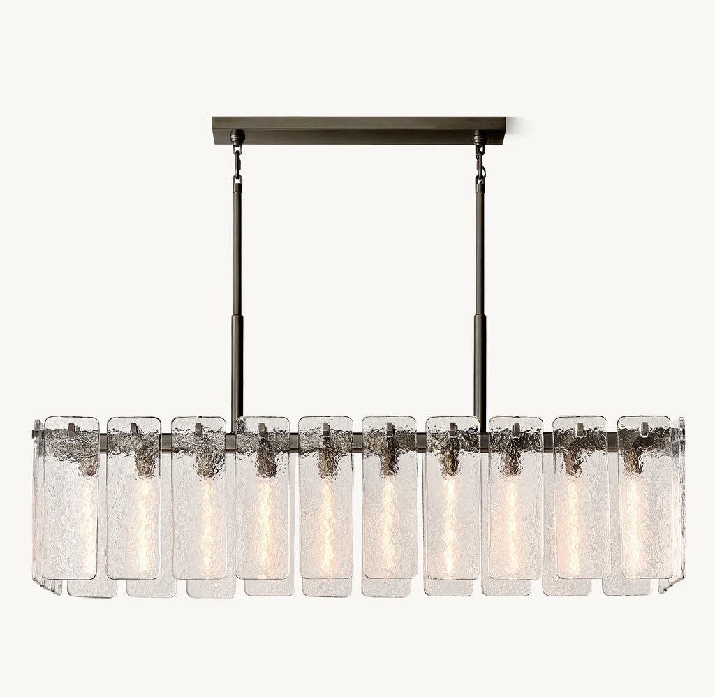 60 Inch Textured Glass Rectangular Chandelier - Calamette