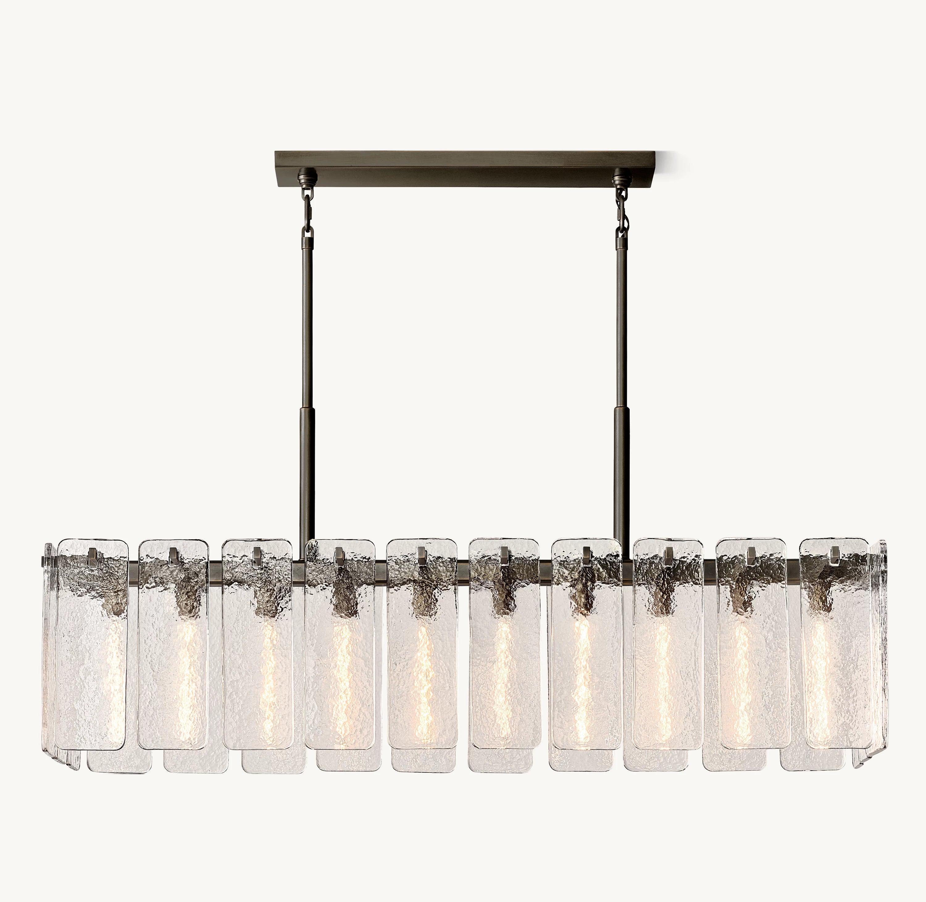 60 Inch Textured Glass Rectangular Chandelier - Calamette