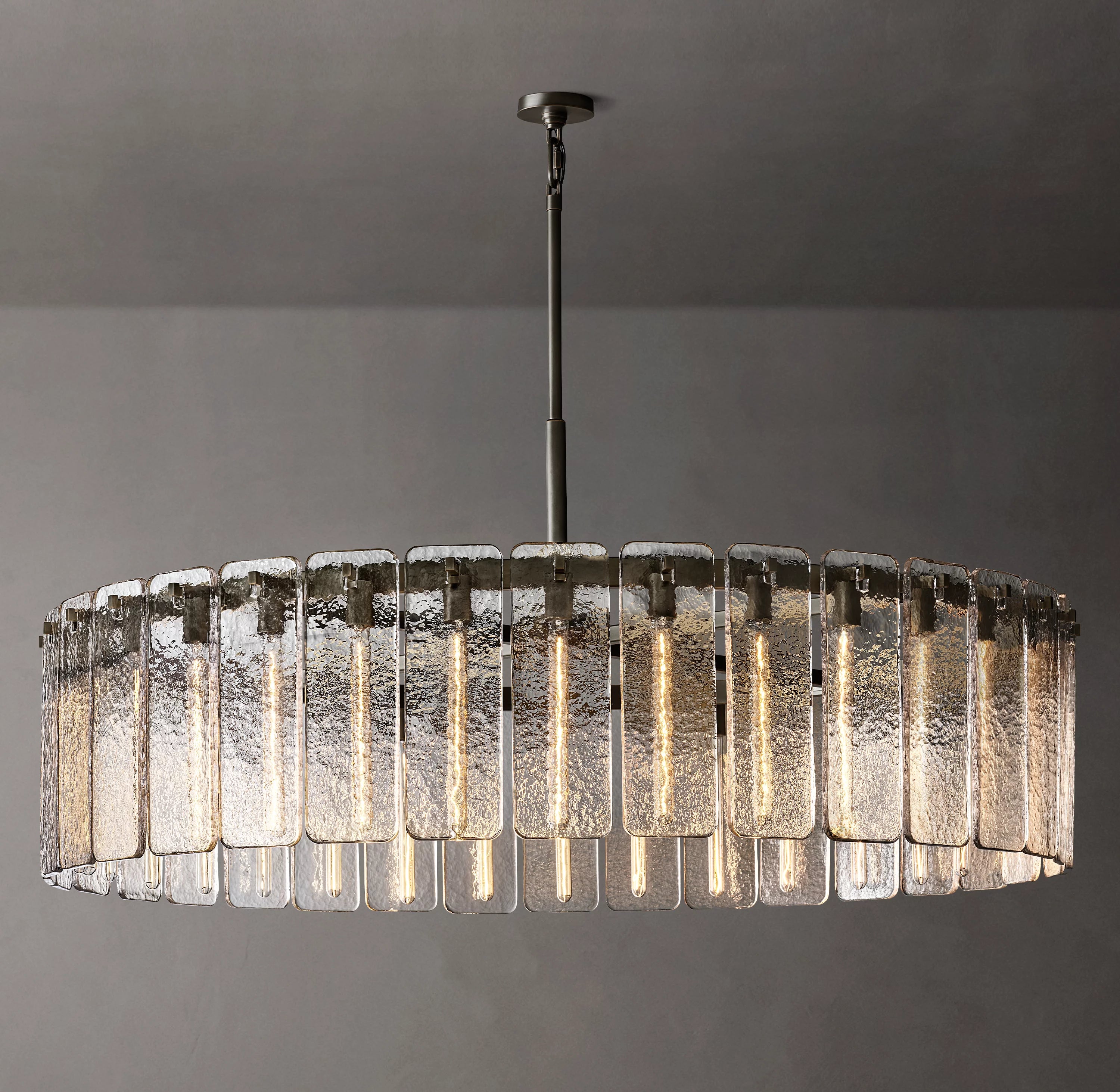 60 Inch Textured Glass Round Chandelier - Calamette