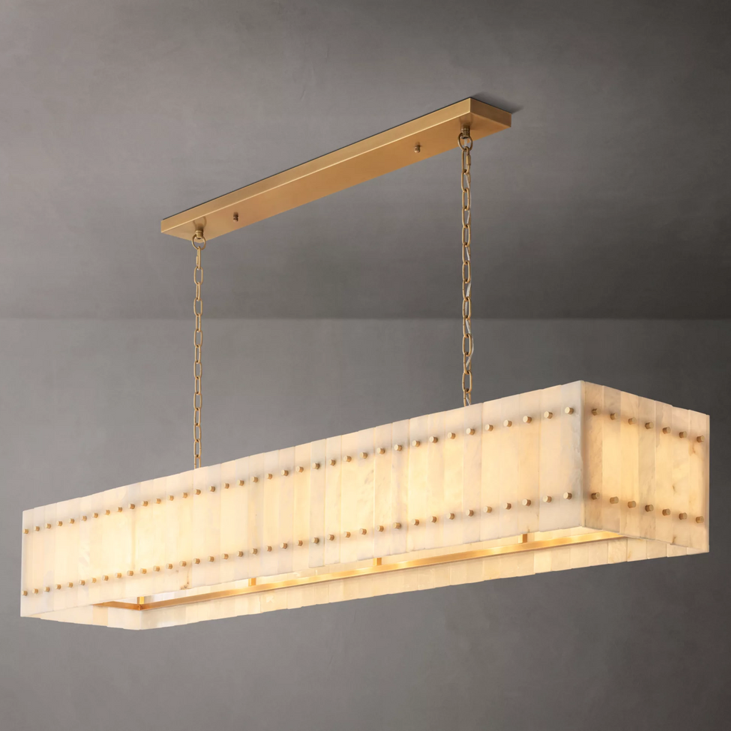 72 Inch Alabaster Rectangular Chandelier - San Marco