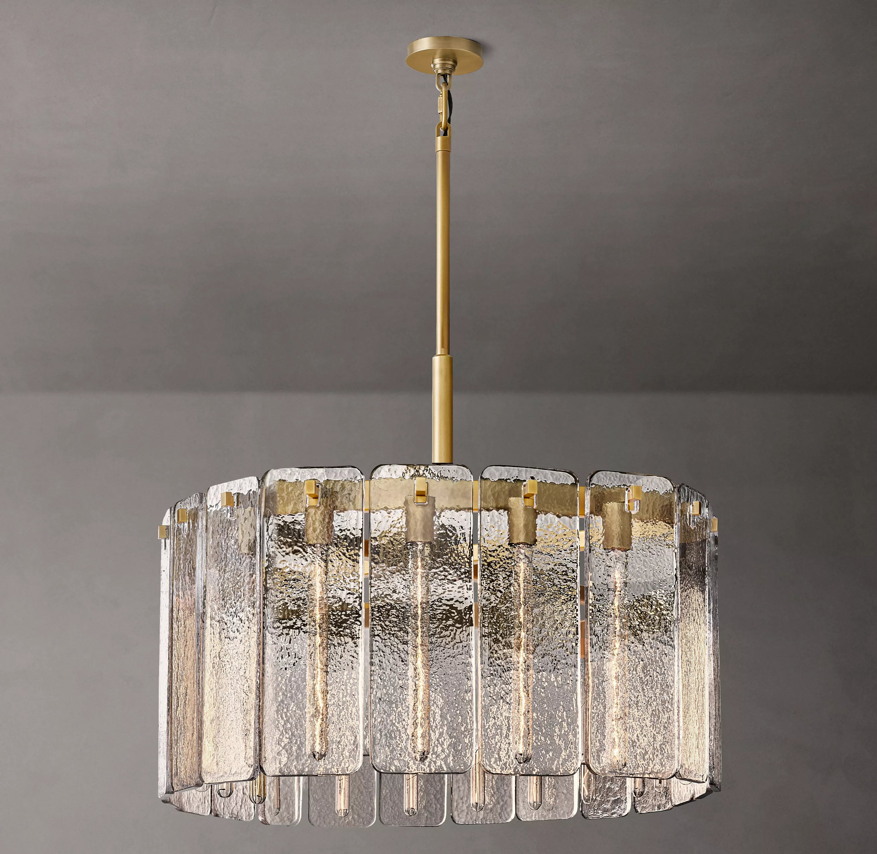 36 Inch Textured Glass Round Chandelier - Calamette