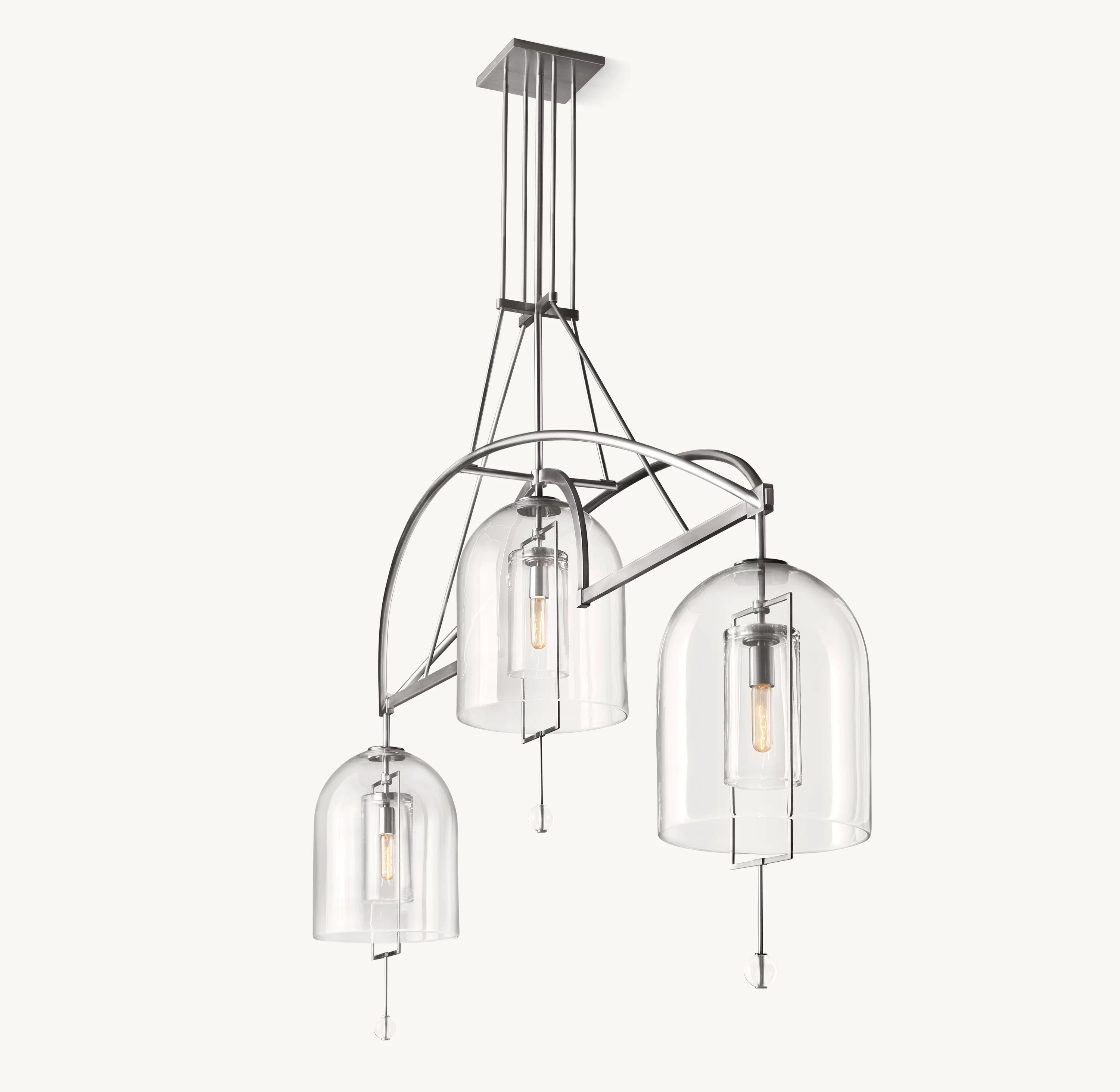 61 Inch Bell Glass Linear Chandelier - Fulcrum
