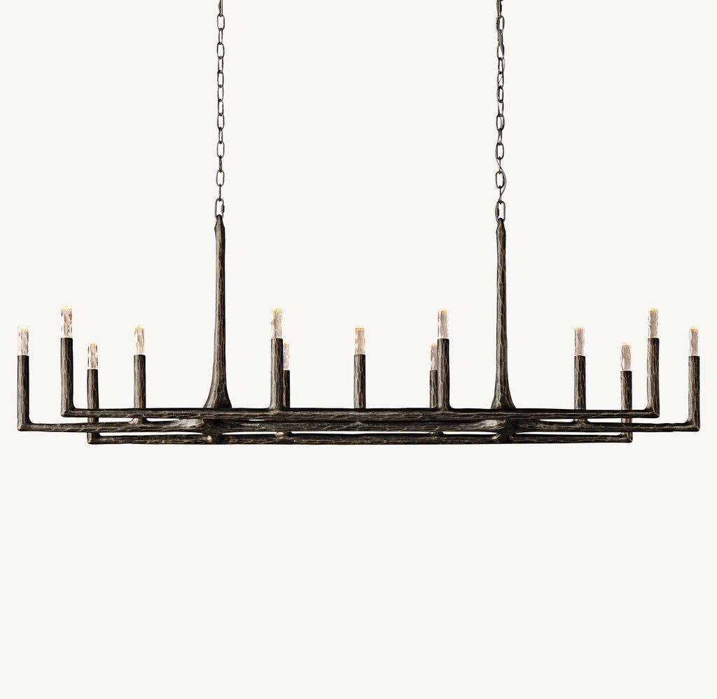 72 Inch Forged Candlestick Linear Chandelier - Thaddeus