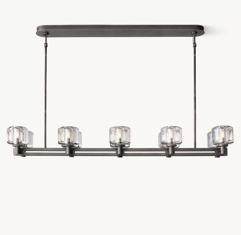 54 Inch Crystal Double Linear Candle Chandelier - Demaret
