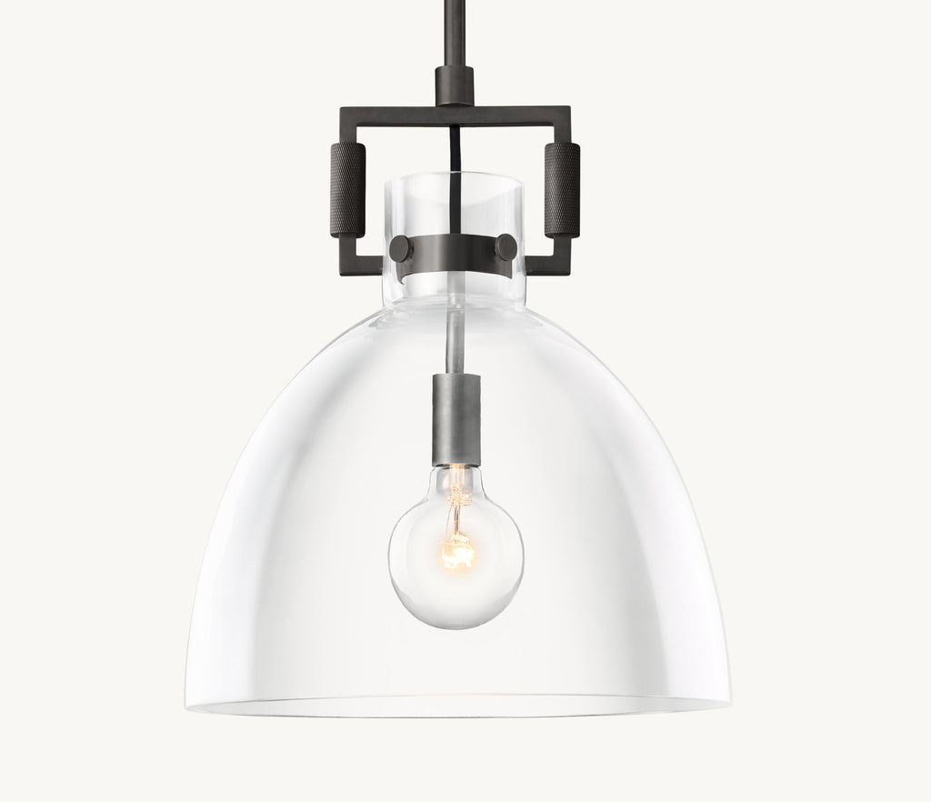 18 Inch Clear Glass Dome Pendant Light - Machinist