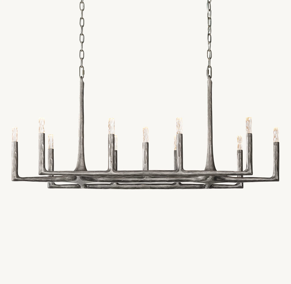 54 Inch Forged Candlestick Linear Chandelier - Thaddeus