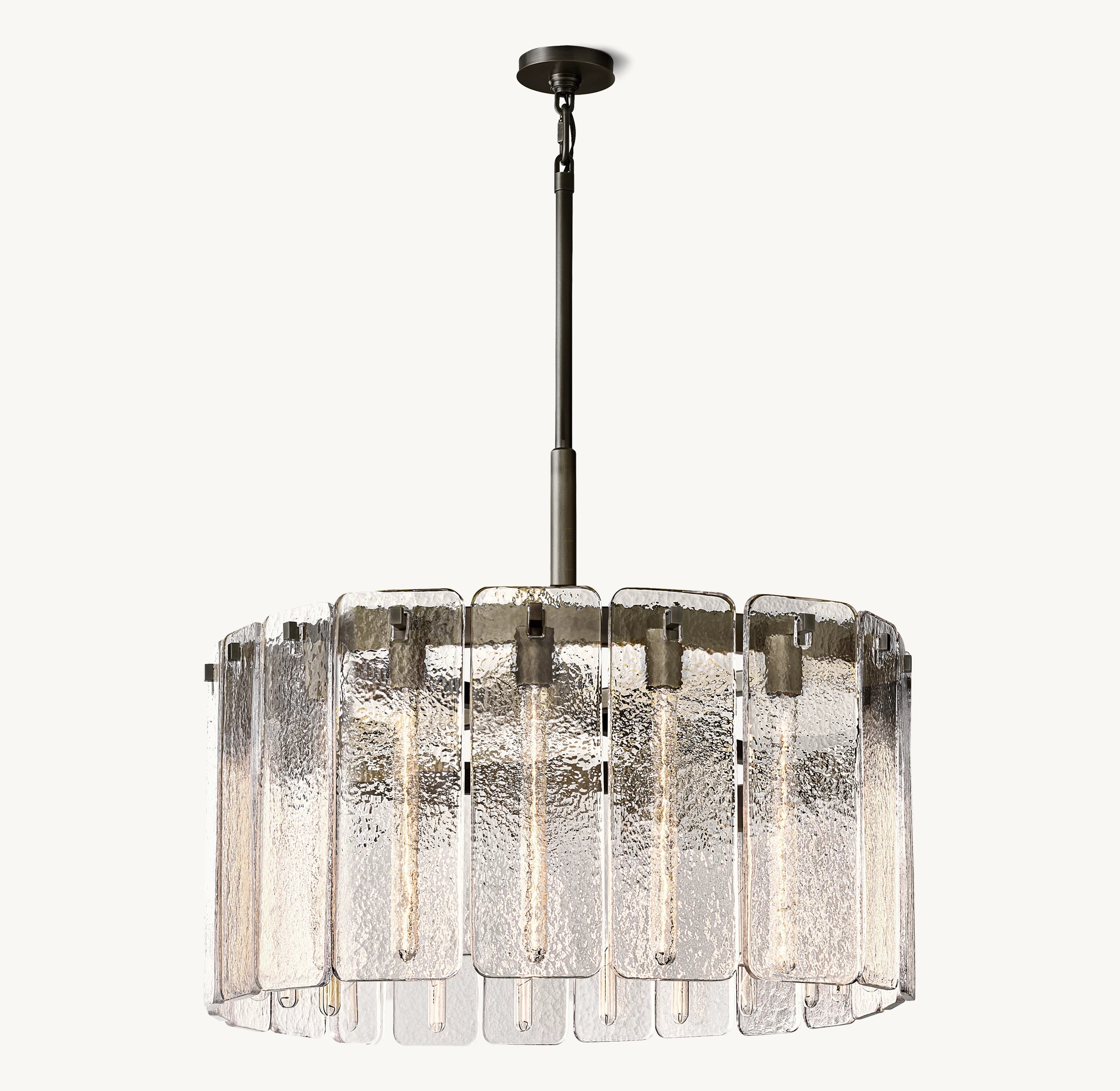 36 Inch Textured Glass Round Chandelier - Calamette