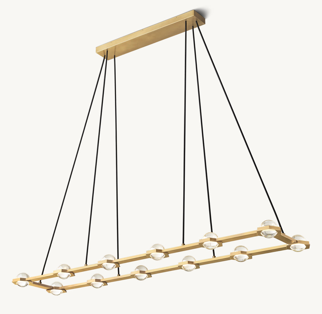 72 Inch Globe Crystal Rectangular Chandelier - Eclatant