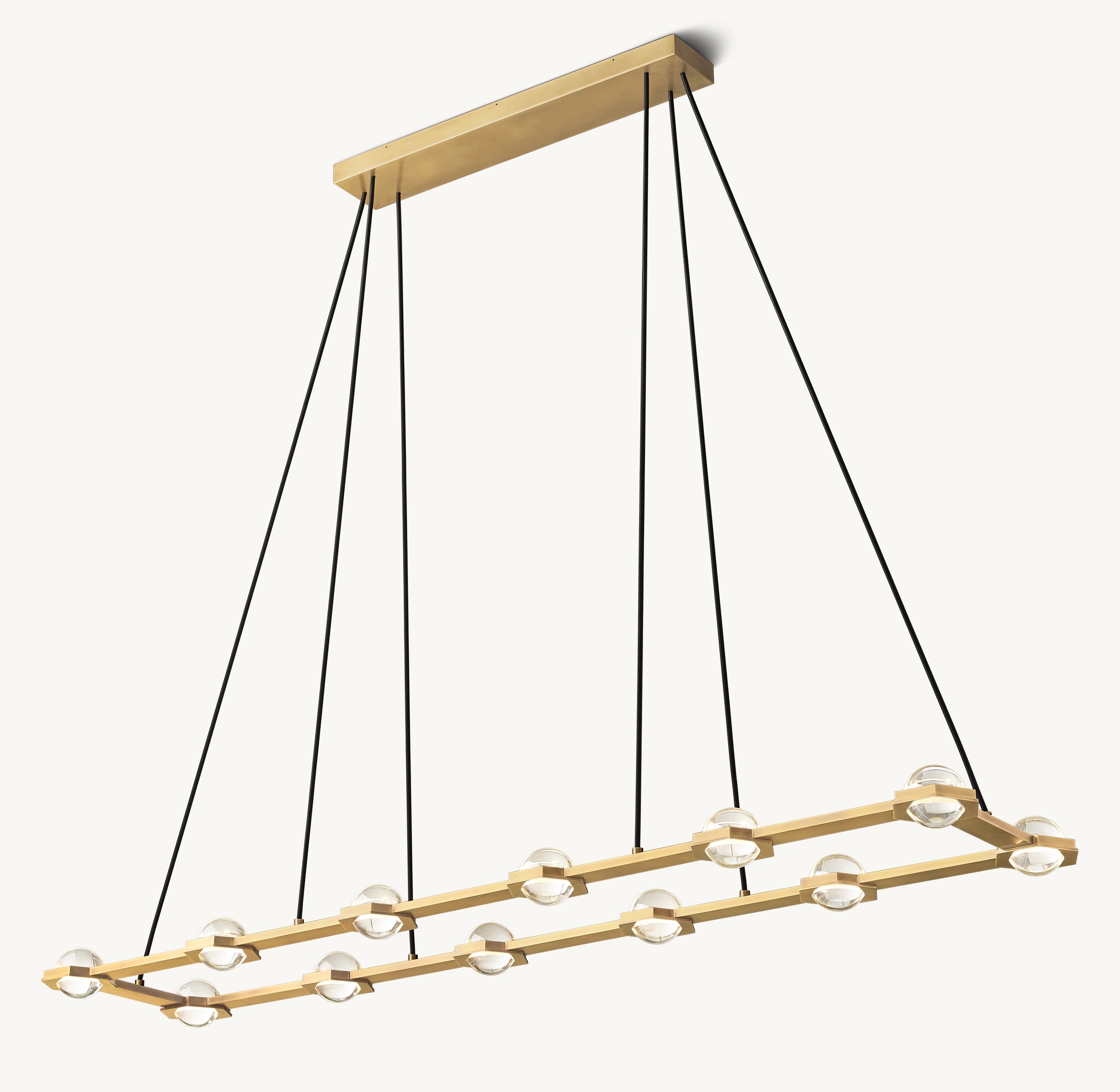 72 Inch Globe Crystal Rectangular Chandelier - Eclatant