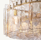 48 Inch Clear Hammered Glass Round Chandelier - Lattice