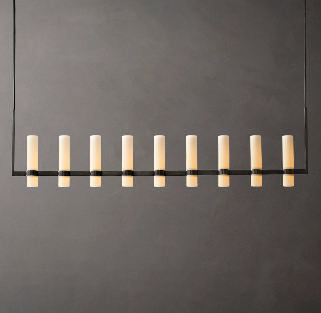 69 Inch Cylindrical Milk Glass Linear Chandelier - Ravelle