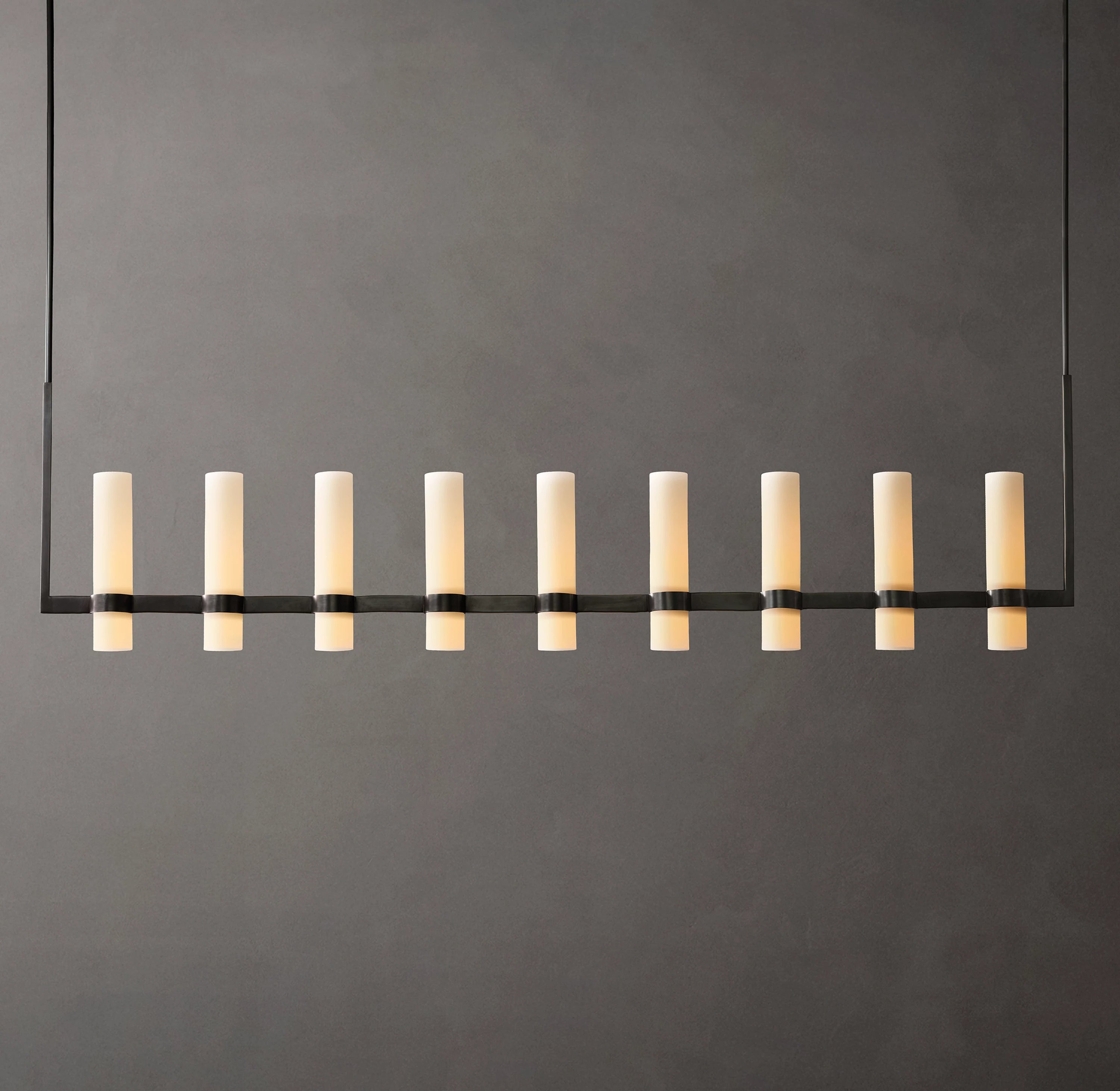 69 Inch Cylindrical Milk Glass Linear Chandelier - Ravelle