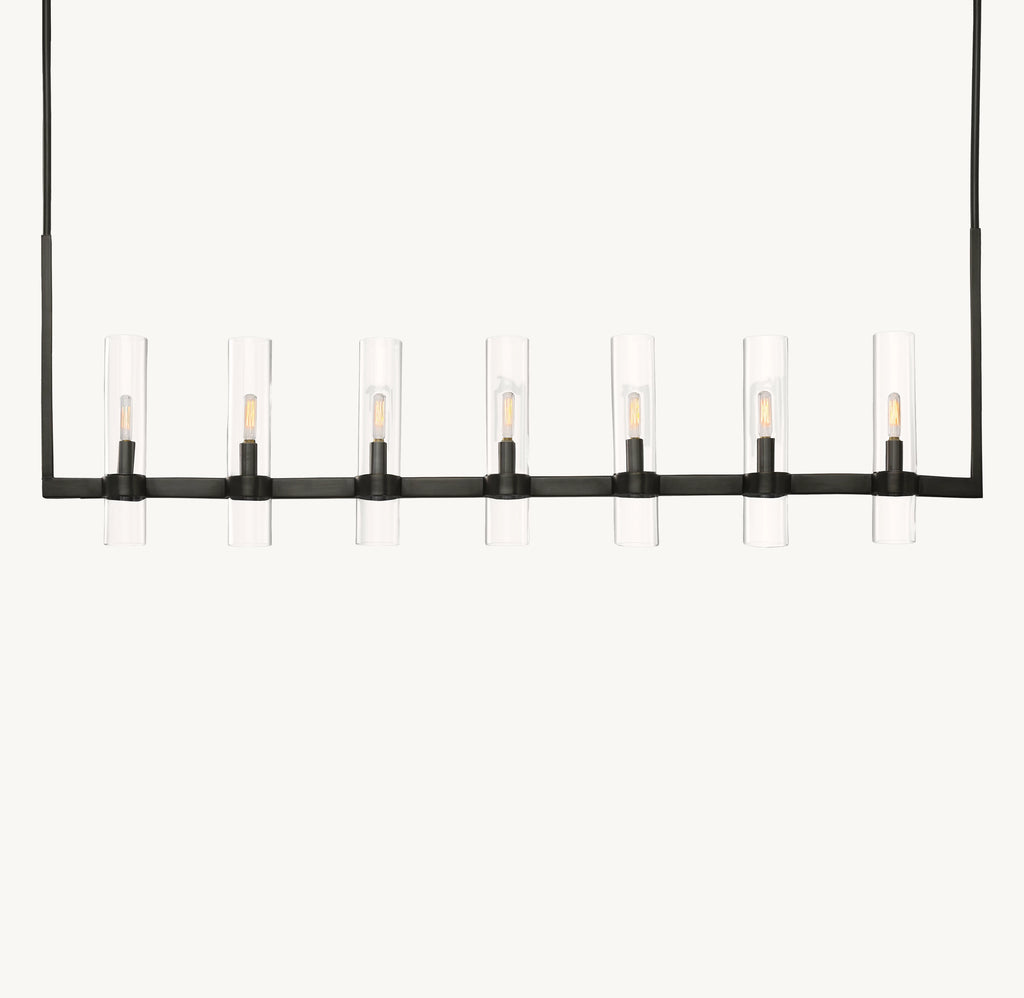 54 Inch Cylindrical Glass Candle Linear Chandelier - Ravelle