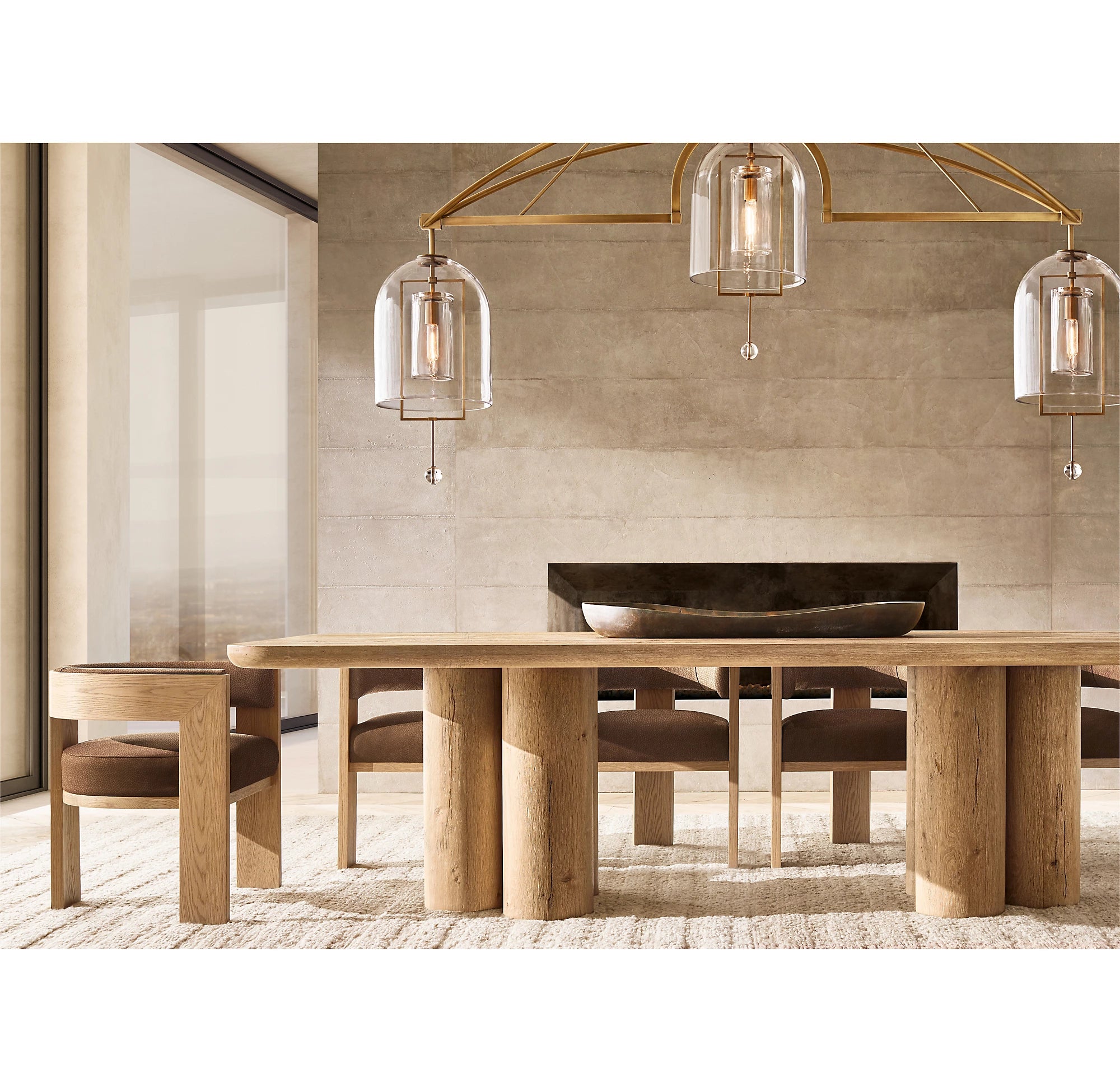 61 Inch Bell Glass Linear Chandelier - Fulcrum