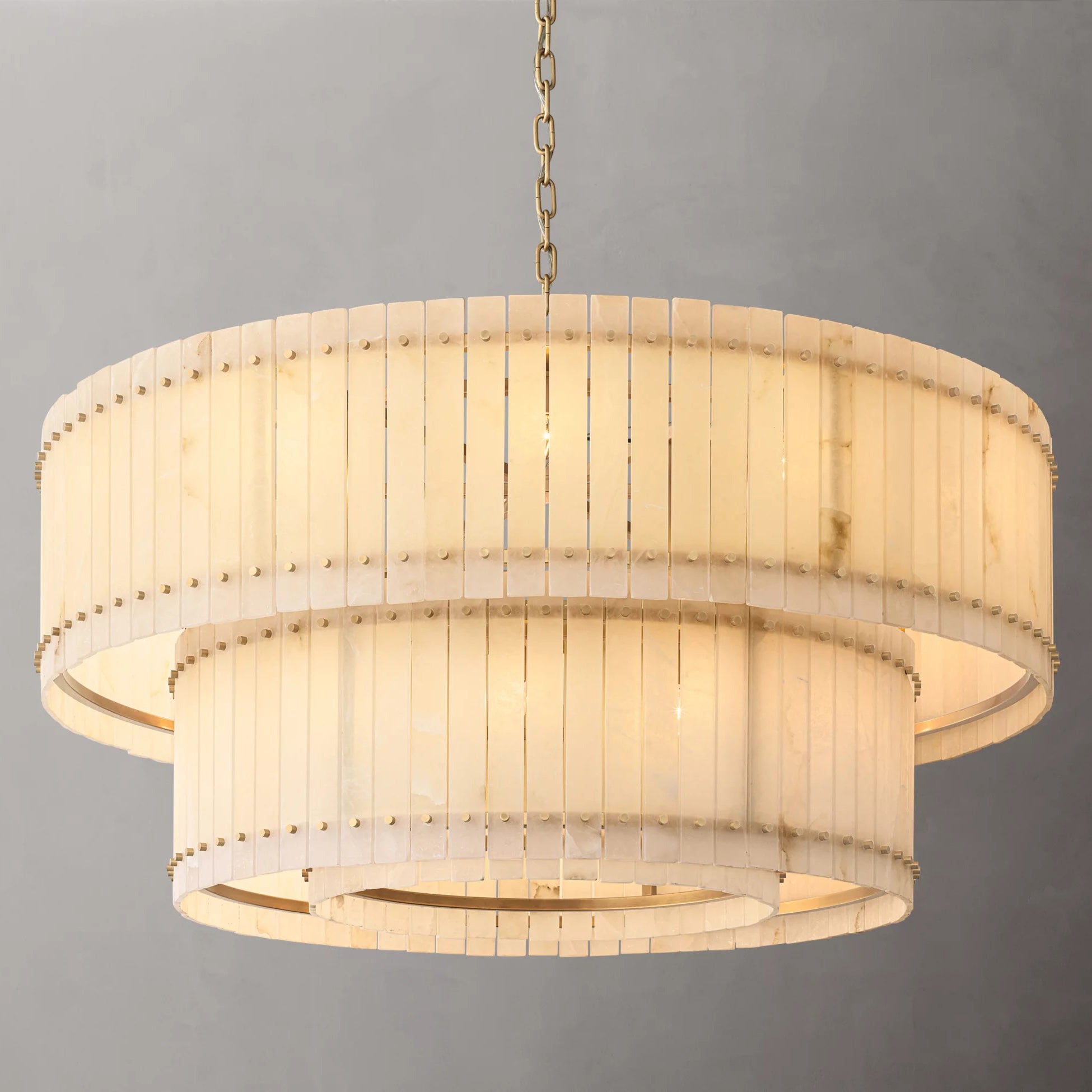 60 Inch Alabaster Two-Tier Chandelier - San Marco