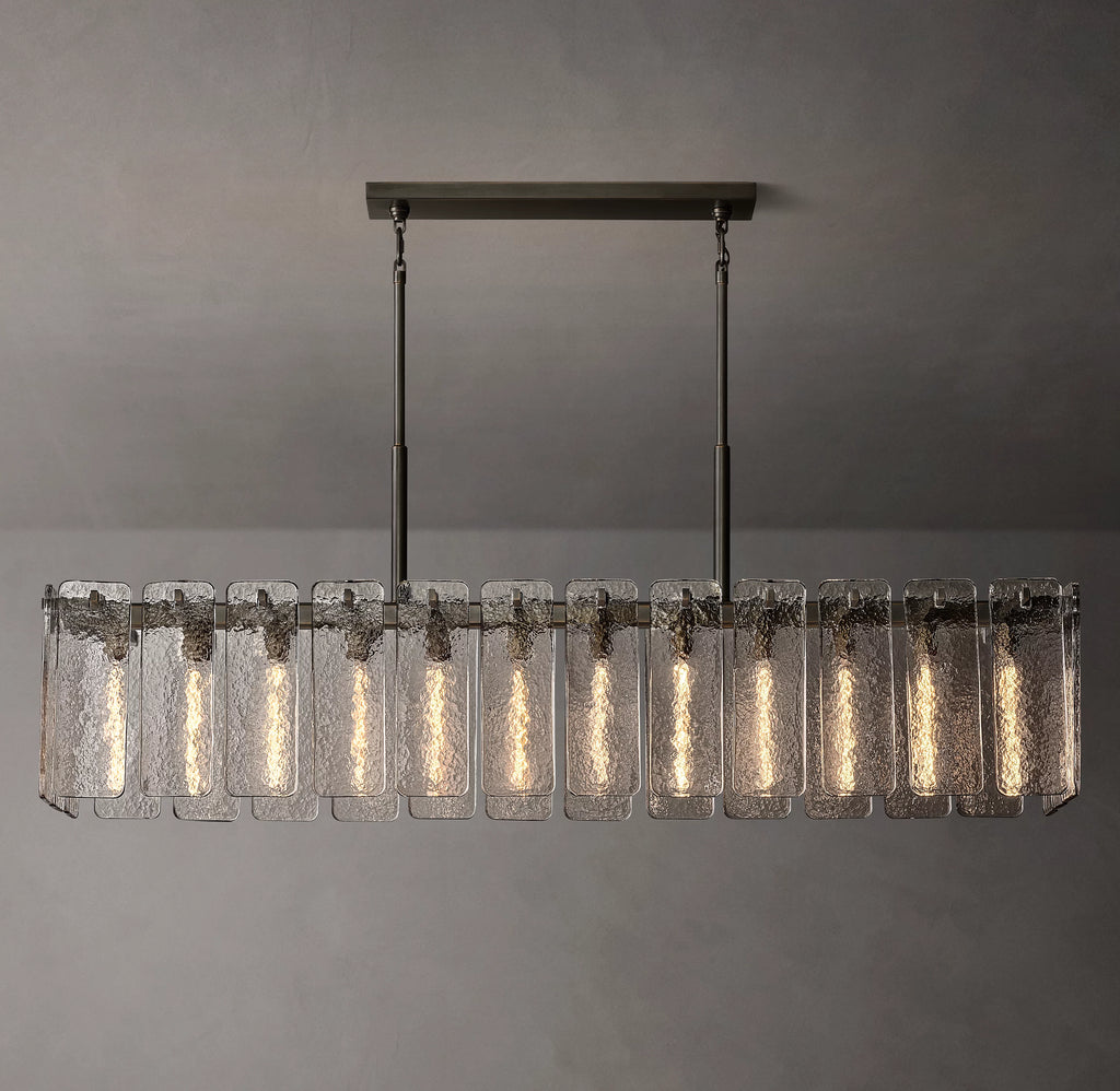 72 Inch Textured Glass Rectangular Chandelier - Calamette