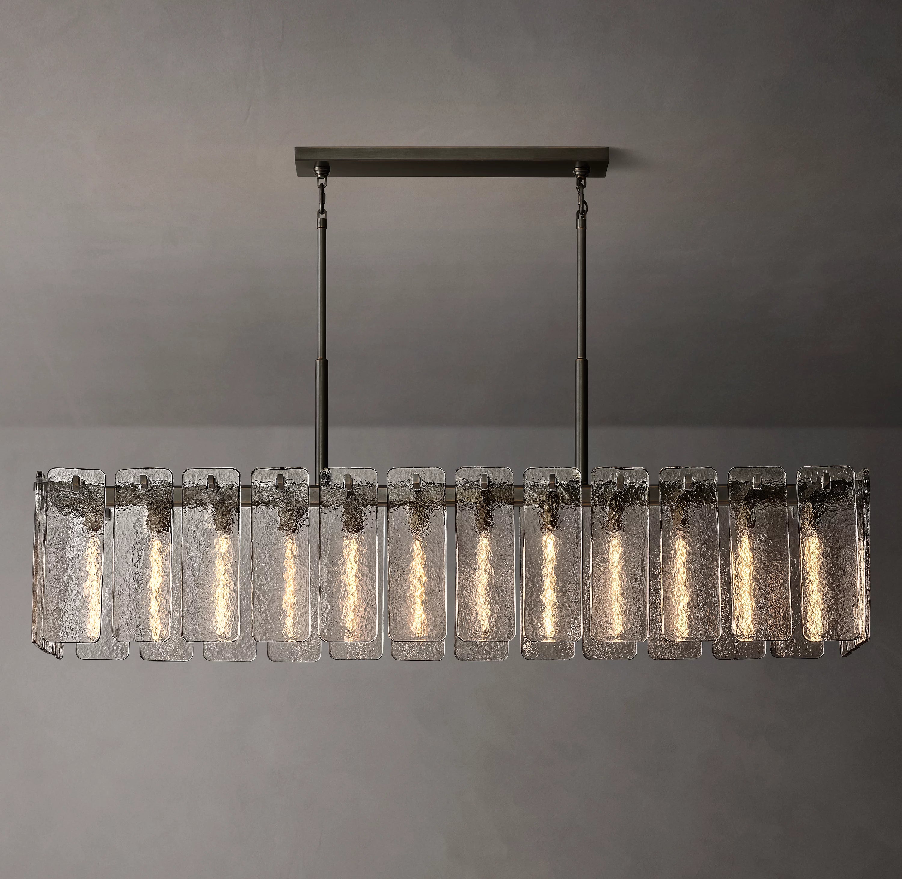 72 Inch Textured Glass Rectangular Chandelier - Calamette