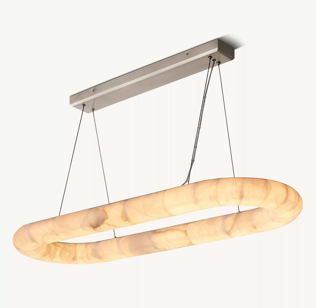 57 Inch Lisse Oval Alabaster Chandelier - Rivage