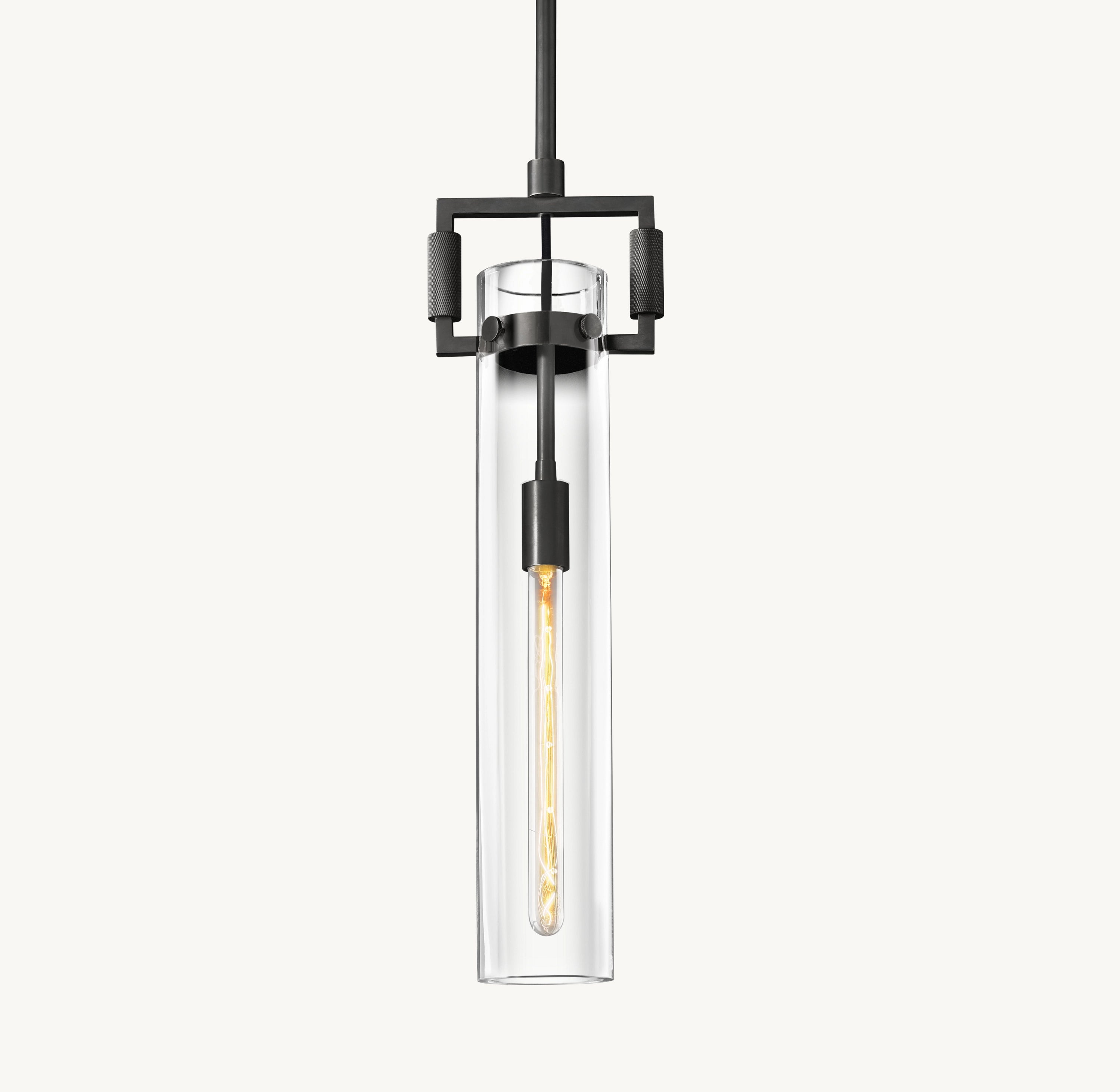 7 Inch Clear Glass Long Cylinder Pendant Light - Machinist