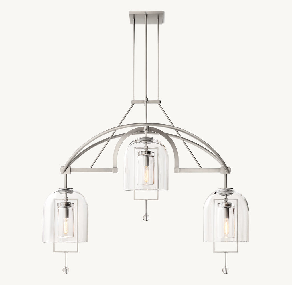 48 Inch Bell Glass Linear Chandelier - Fulcrum