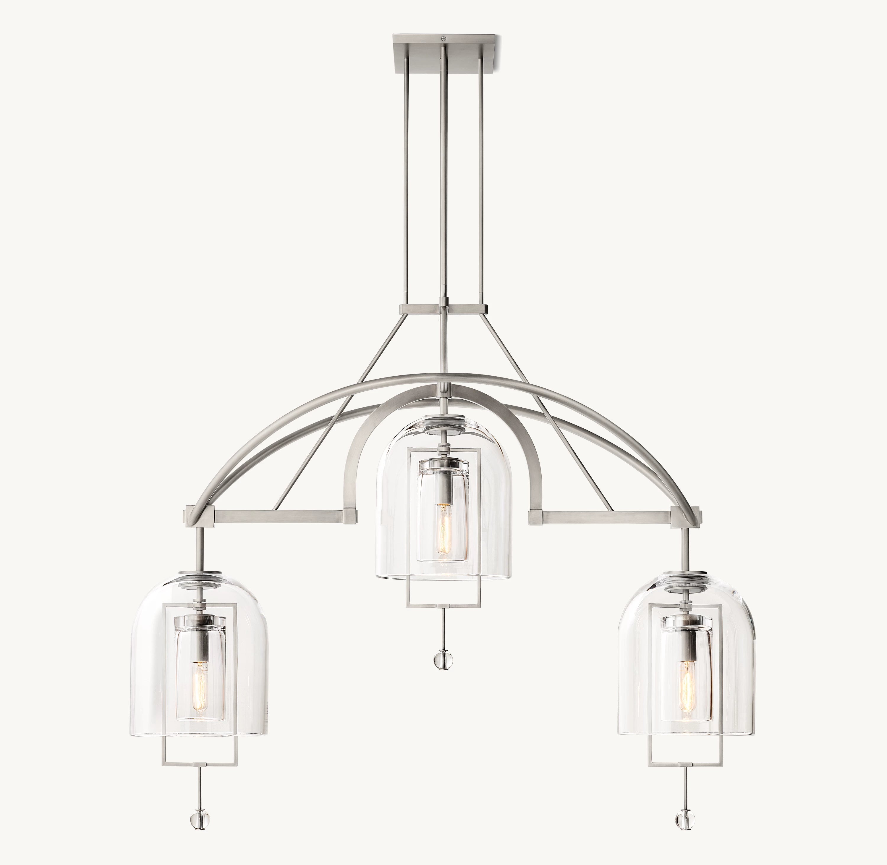 48 Inch Bell Glass Linear Chandelier - Fulcrum