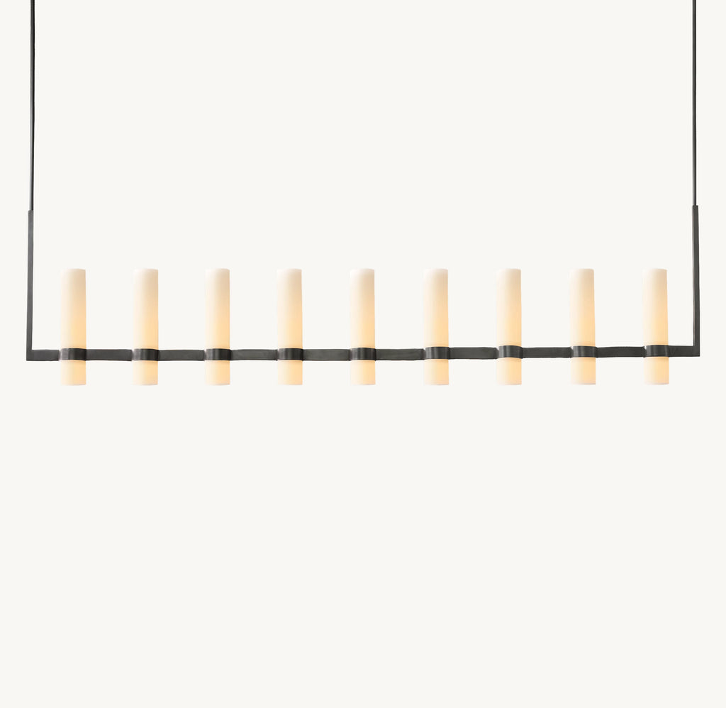 69 Inch Cylindrical Milk Glass Linear Chandelier - Ravelle