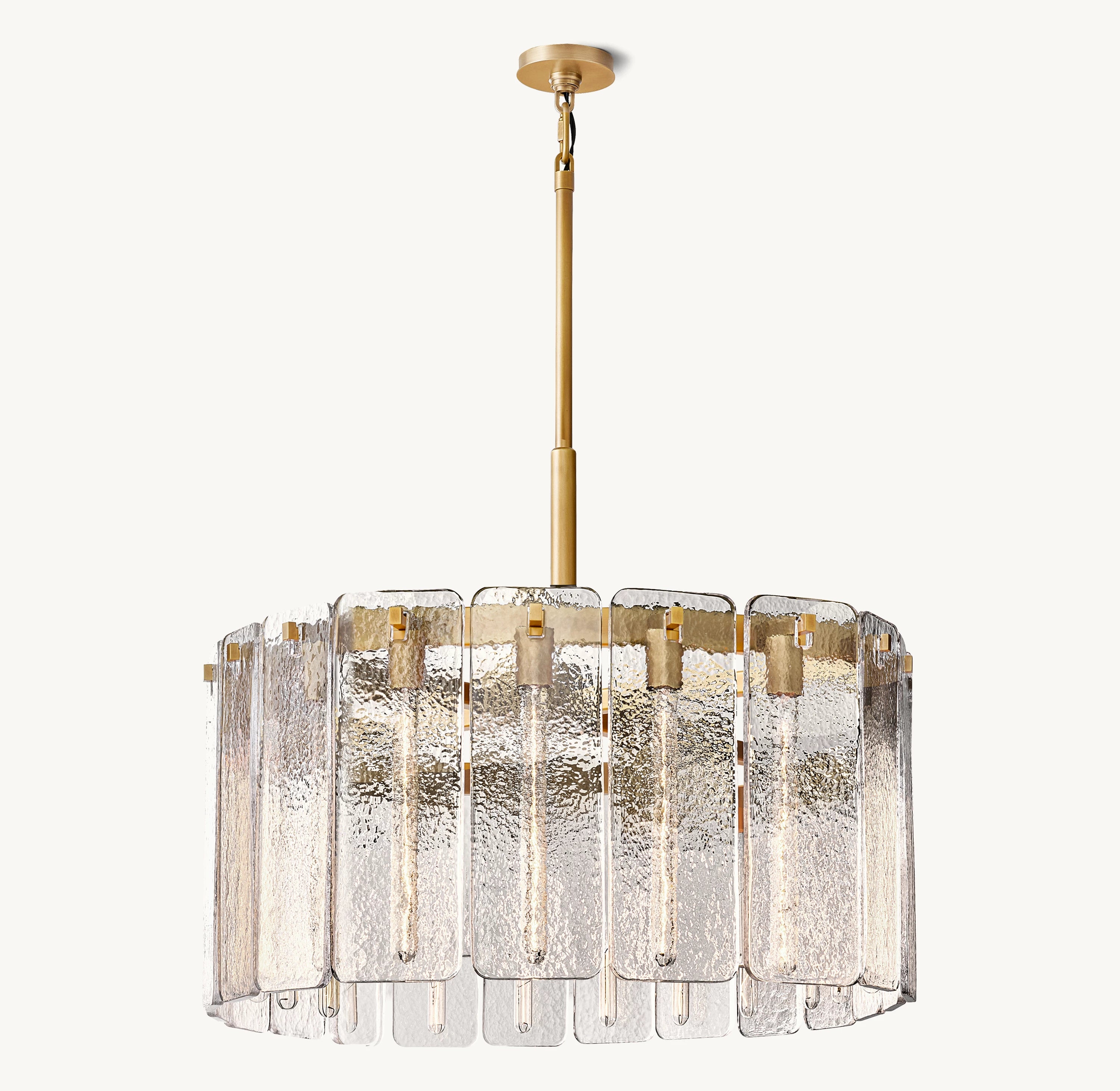 36 Inch Textured Glass Round Chandelier - Calamette