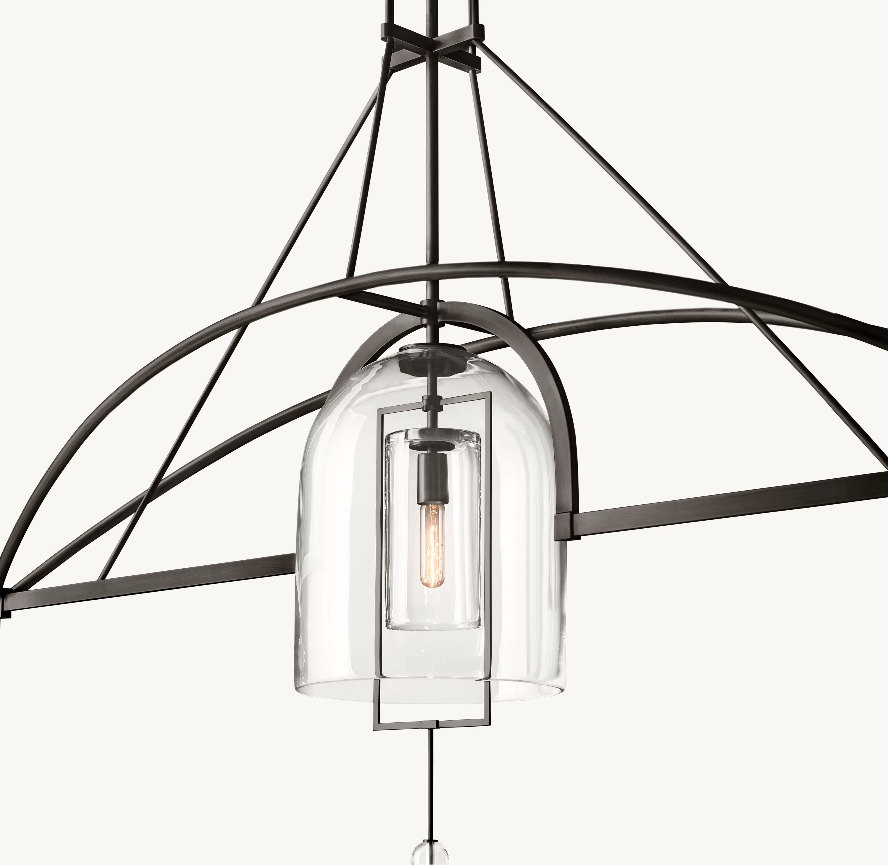 61 Inch Bell Glass Linear Chandelier - Fulcrum
