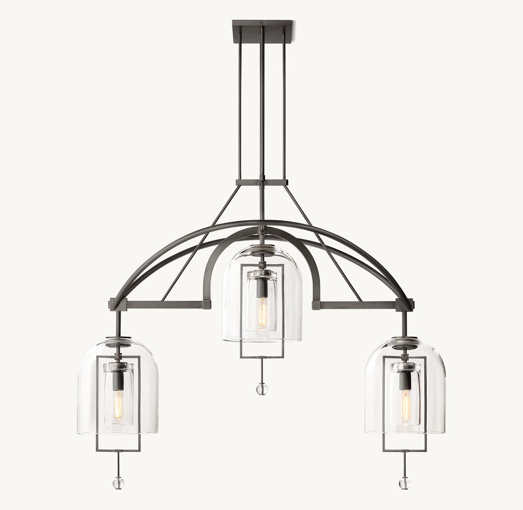 48 Inch Bell Glass Linear Chandelier - Fulcrum