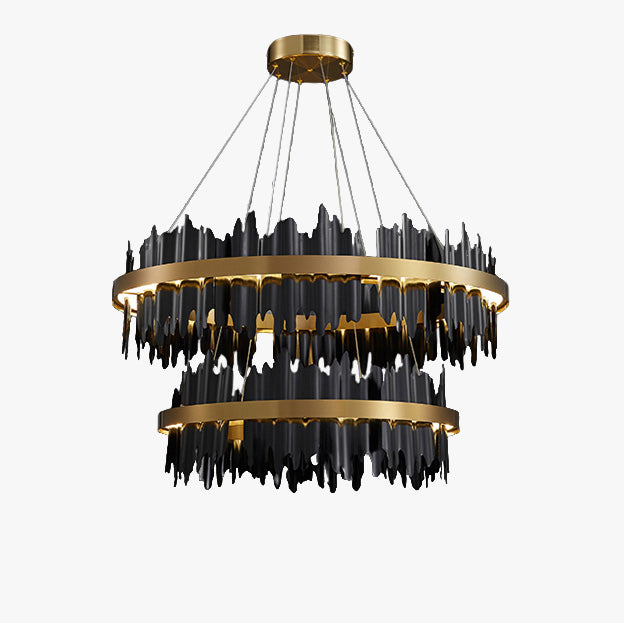32 Inch Two-Tiered Round LED Chandelier-Aurelius