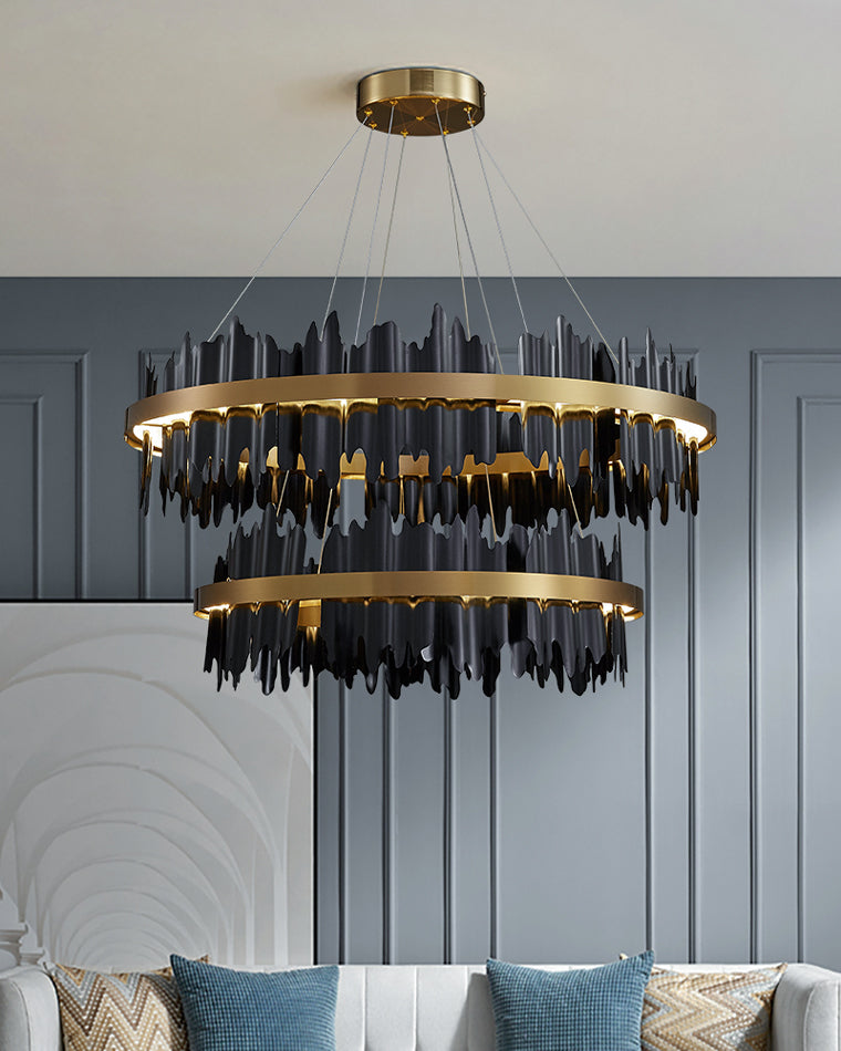 32 Inch Two-Tiered Round LED Chandelier-Aurelius