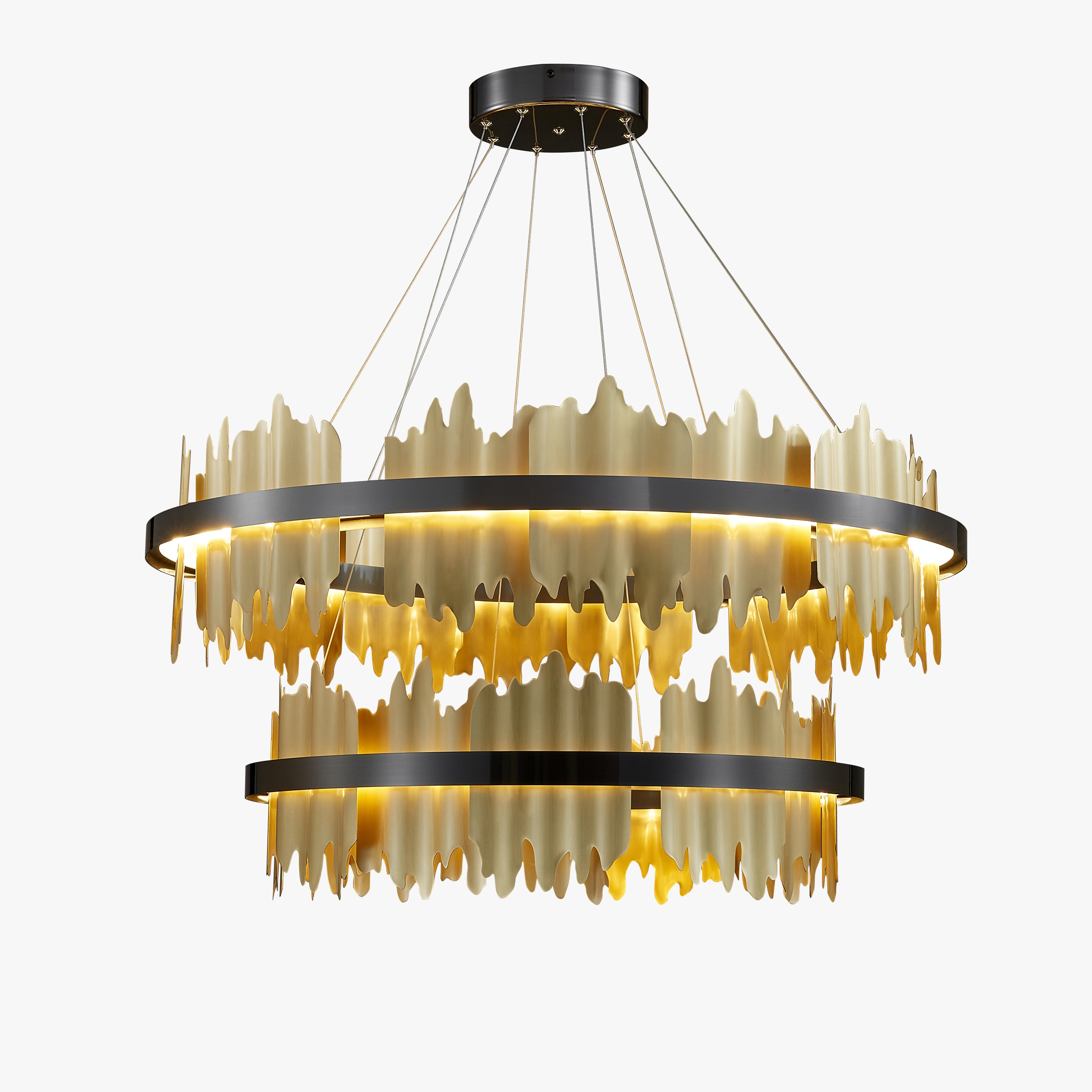 32 Inch Two-Tiered Round LED Chandelier-Aurelius