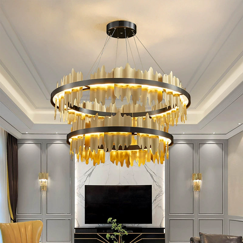 32 Inch Two-Tiered Round LED Chandelier-Aurelius