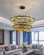 32 Inch Two-Tiered Round LED Chandelier-Aurelius