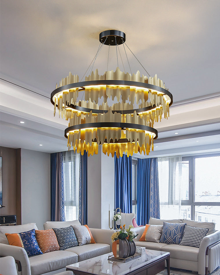32 Inch Two-Tiered Round LED Chandelier-Aurelius