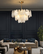 24 Inch Textured Glass Petal Chandelier – Luna