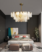 32 Inch Textured Glass Petal Chandelier – Luna