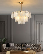 24 Inch Textured Glass Petal Chandelier – Luna