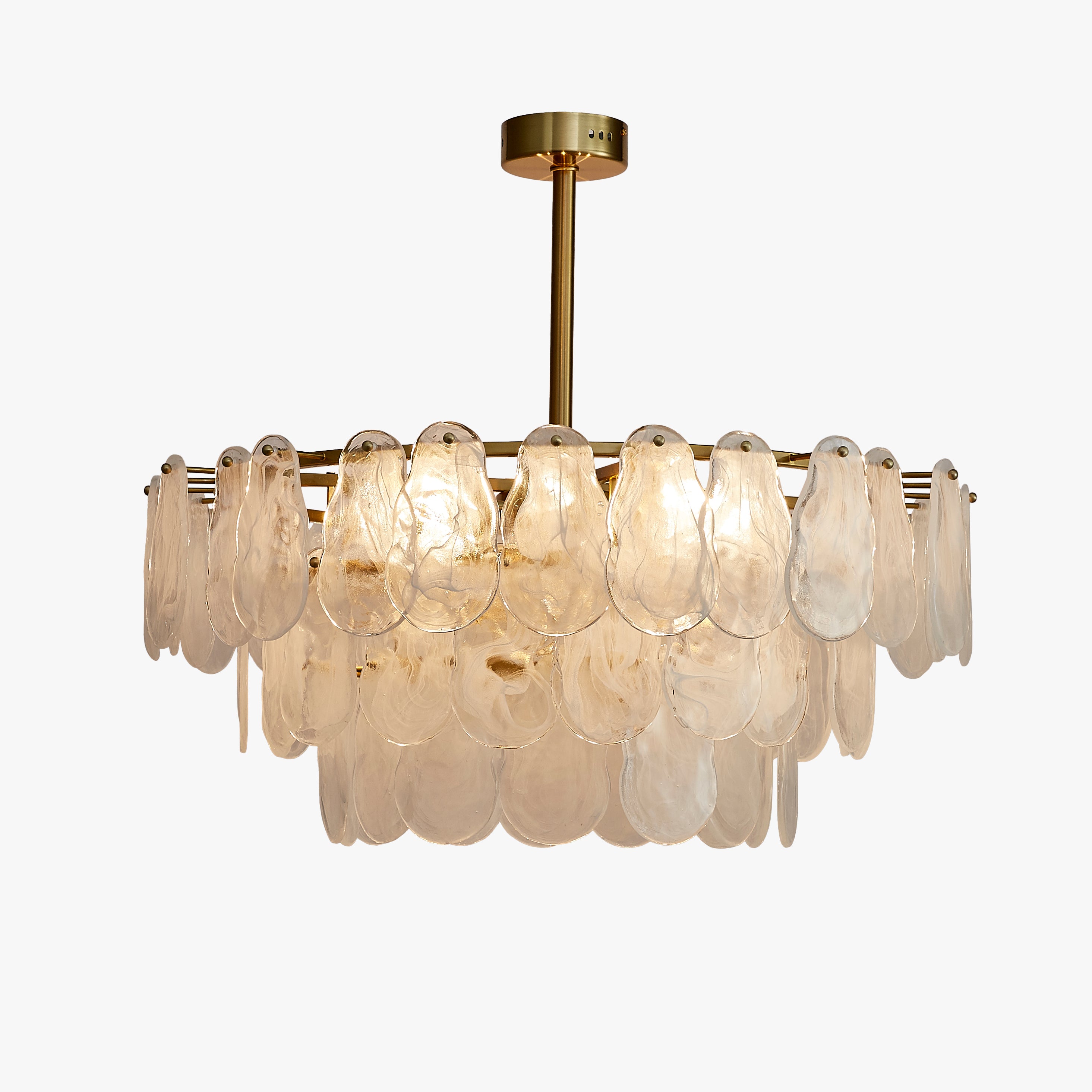 32 Inch Textured Glass Petal Chandelier – Luna