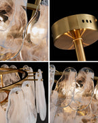 24 Inch Textured Glass Petal Chandelier – Luna