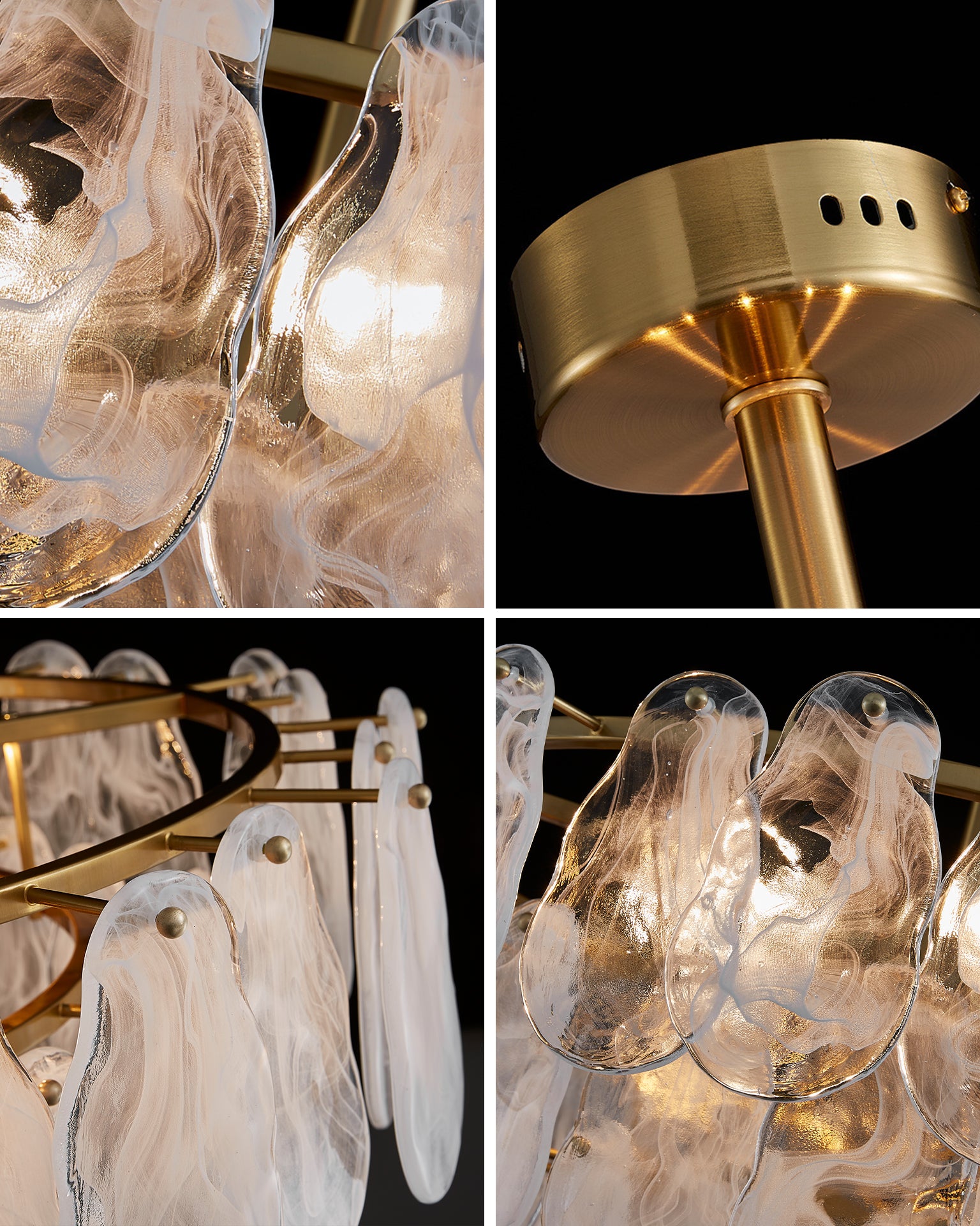 32 Inch Textured Glass Petal Chandelier – Luna