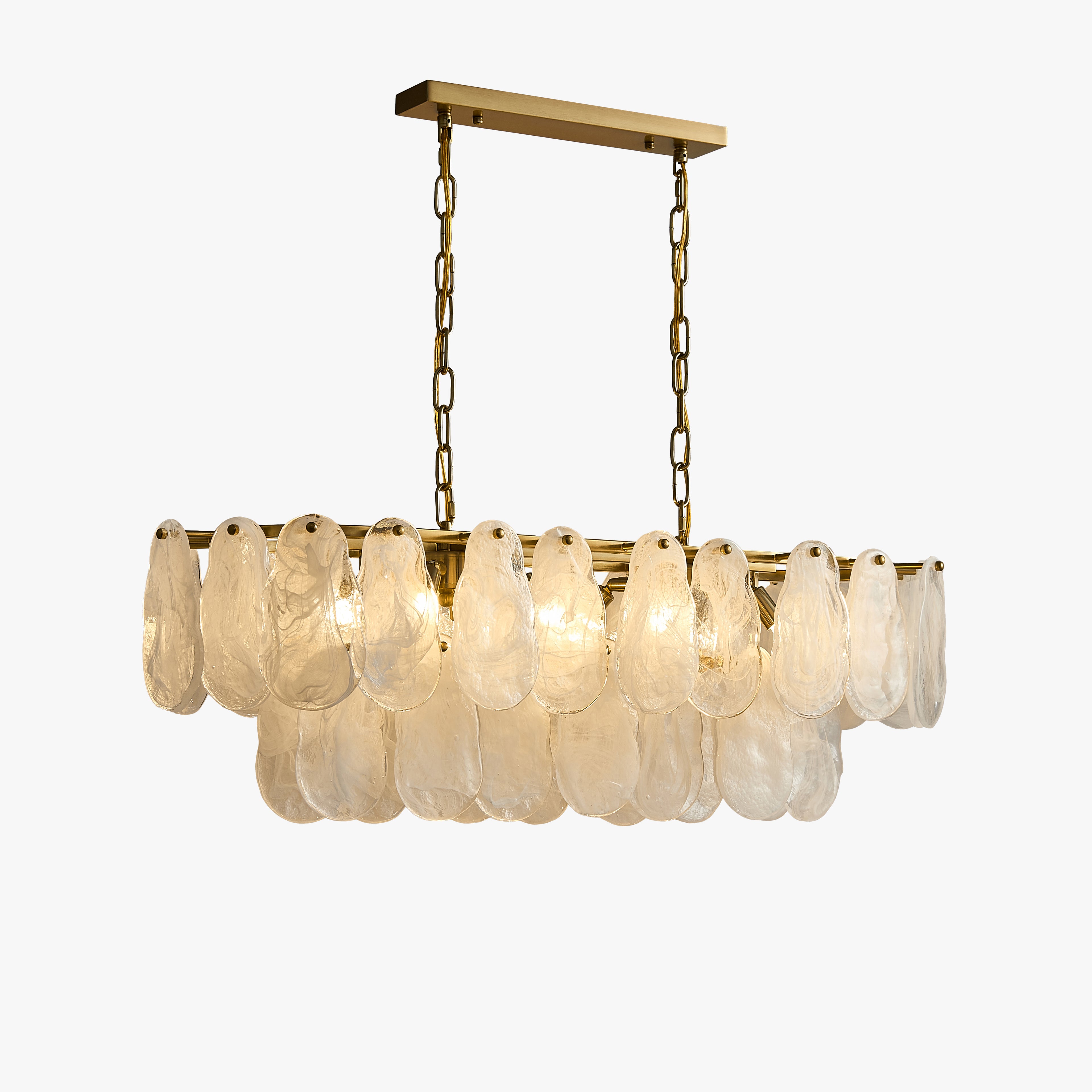 35 Inch Textured Glass Dining Room Chandelier - Luna