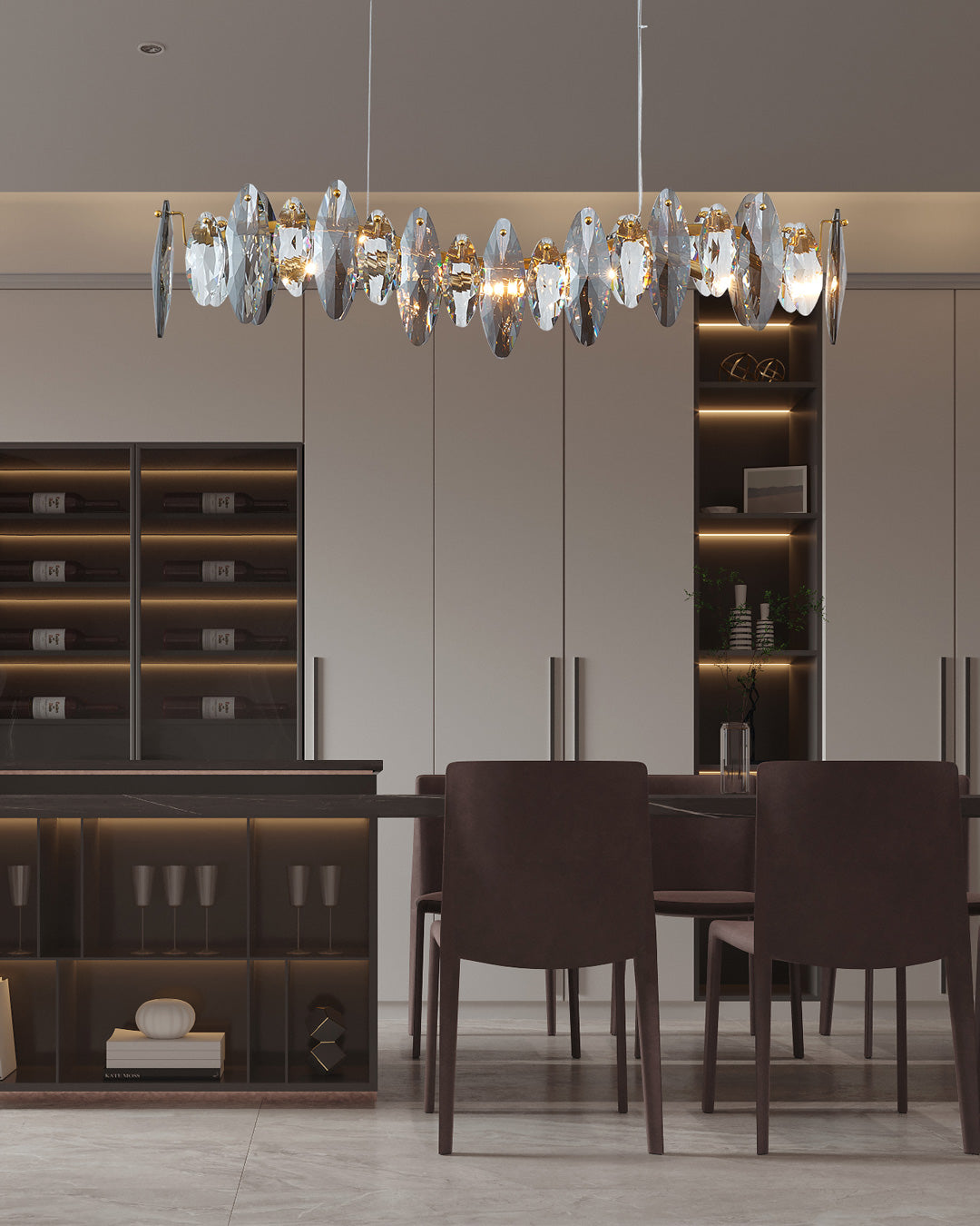 35 Inch Prism Crystal Linear Chandelier - Valencia