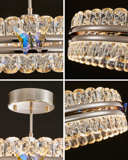 24 Inch Crystal Butterfly Flush Chandelier - Aurum