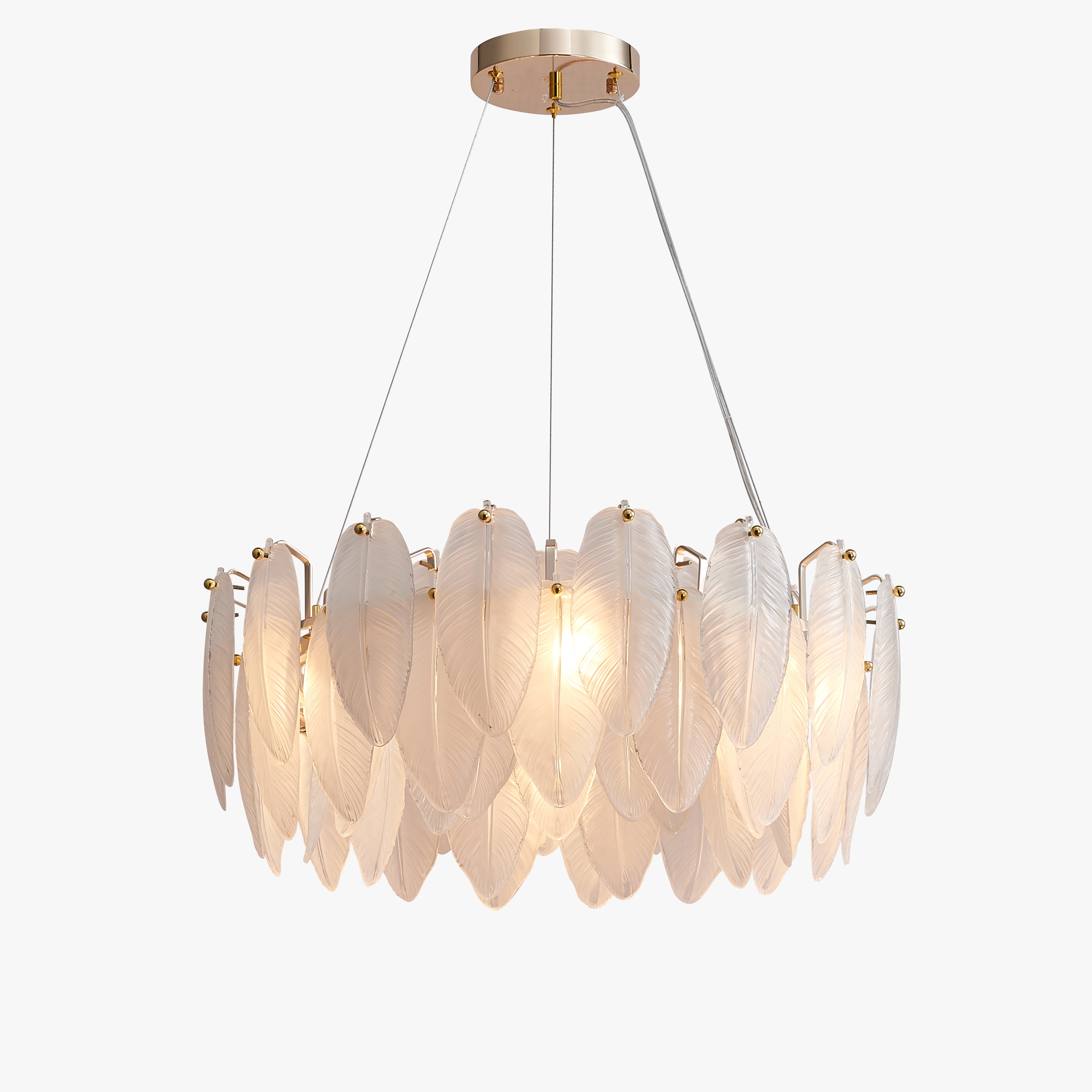 20 Inch Frosted Leaf Glass Chandelier - Alba