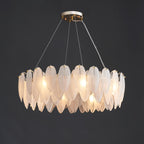 32 Inch Frosted Leaf Glass Chandelier - Alba
