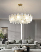 24 Inch Frosted Leaf Glass Chandelier - Alba