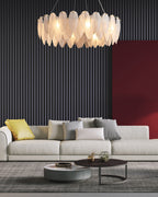 32 Inch Frosted Leaf Glass Chandelier - Alba
