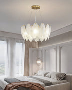 20 Inch Frosted Leaf Glass Chandelier - Alba