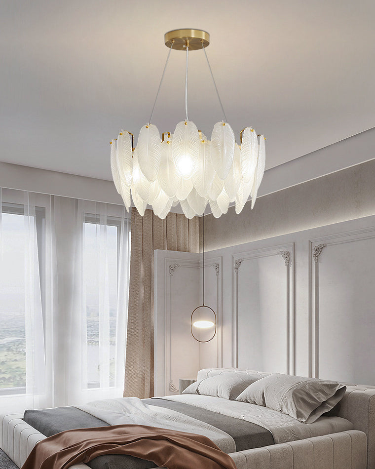 20 Inch Frosted Leaf Glass Chandelier - Alba